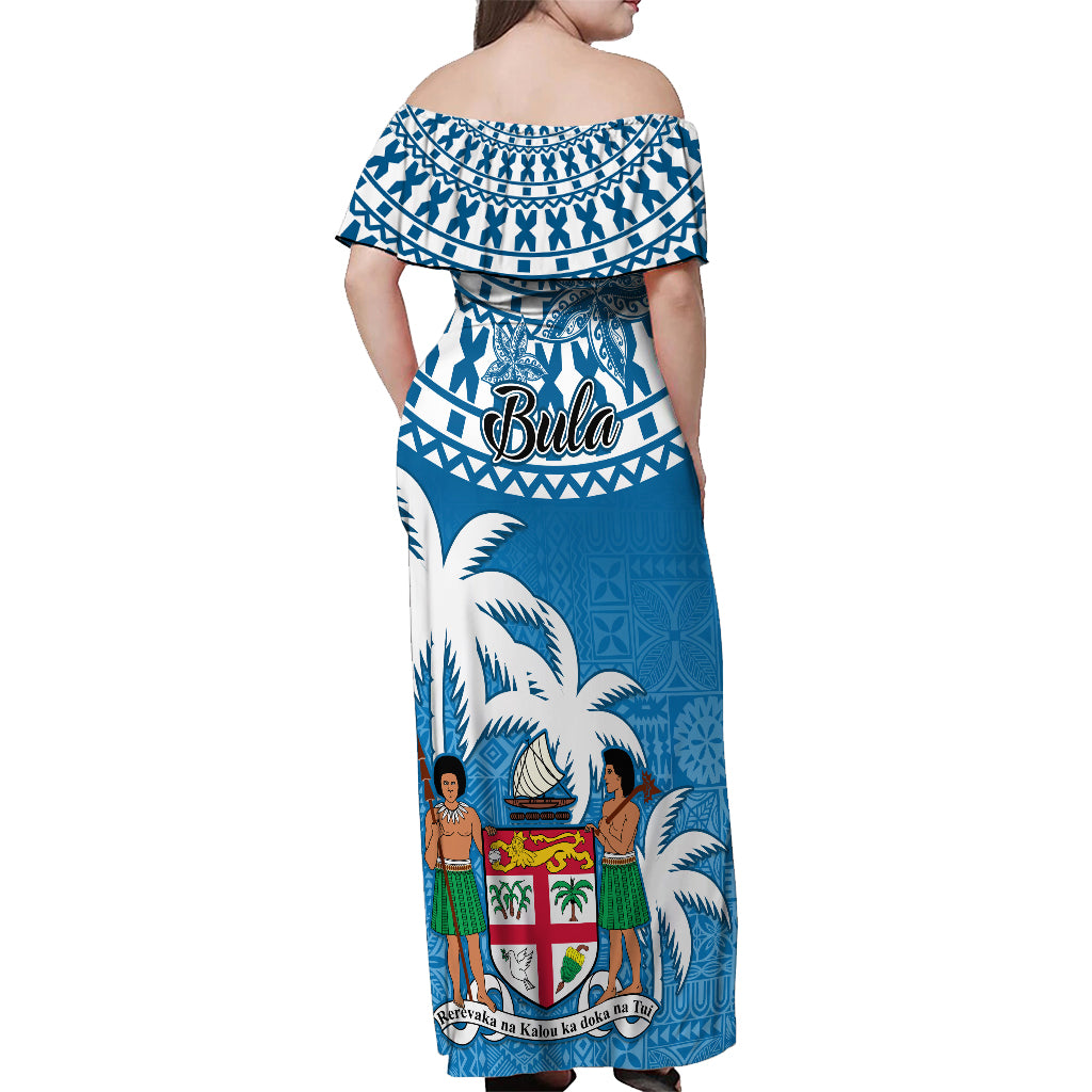 Fiji Off Shoulder Maxi Dress Bula Fijian Tapa Pattern LT01 - Polynesian Pride