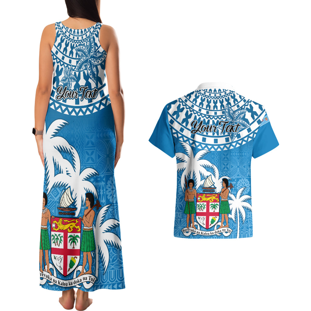 Personalised Fiji Couples Matching Tank Maxi Dress and Hawaiian Shirt Bula Fijian Tapa Pattern LT01 - Polynesian Pride