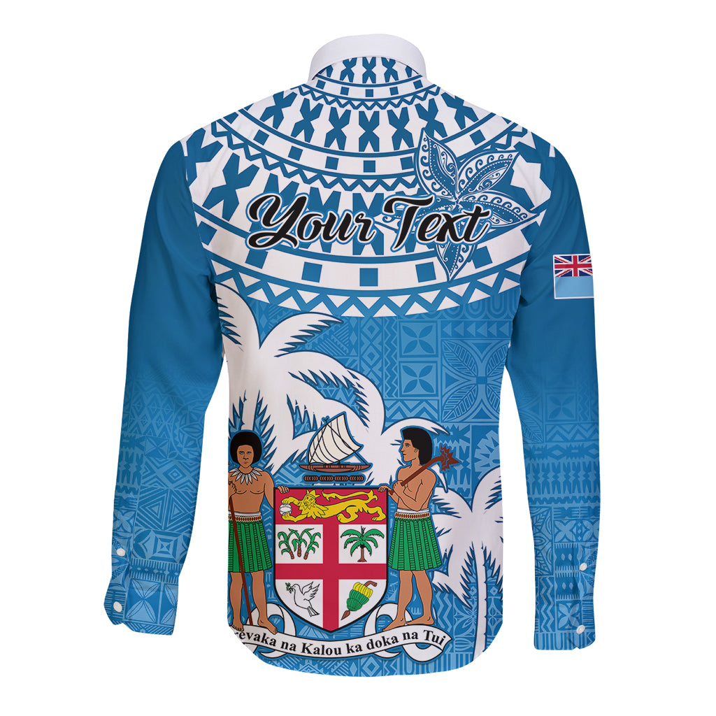 Personalised Fiji Long Sleeve Button Shirt Bula Fijian Tapa Pattern LT01 - Polynesian Pride