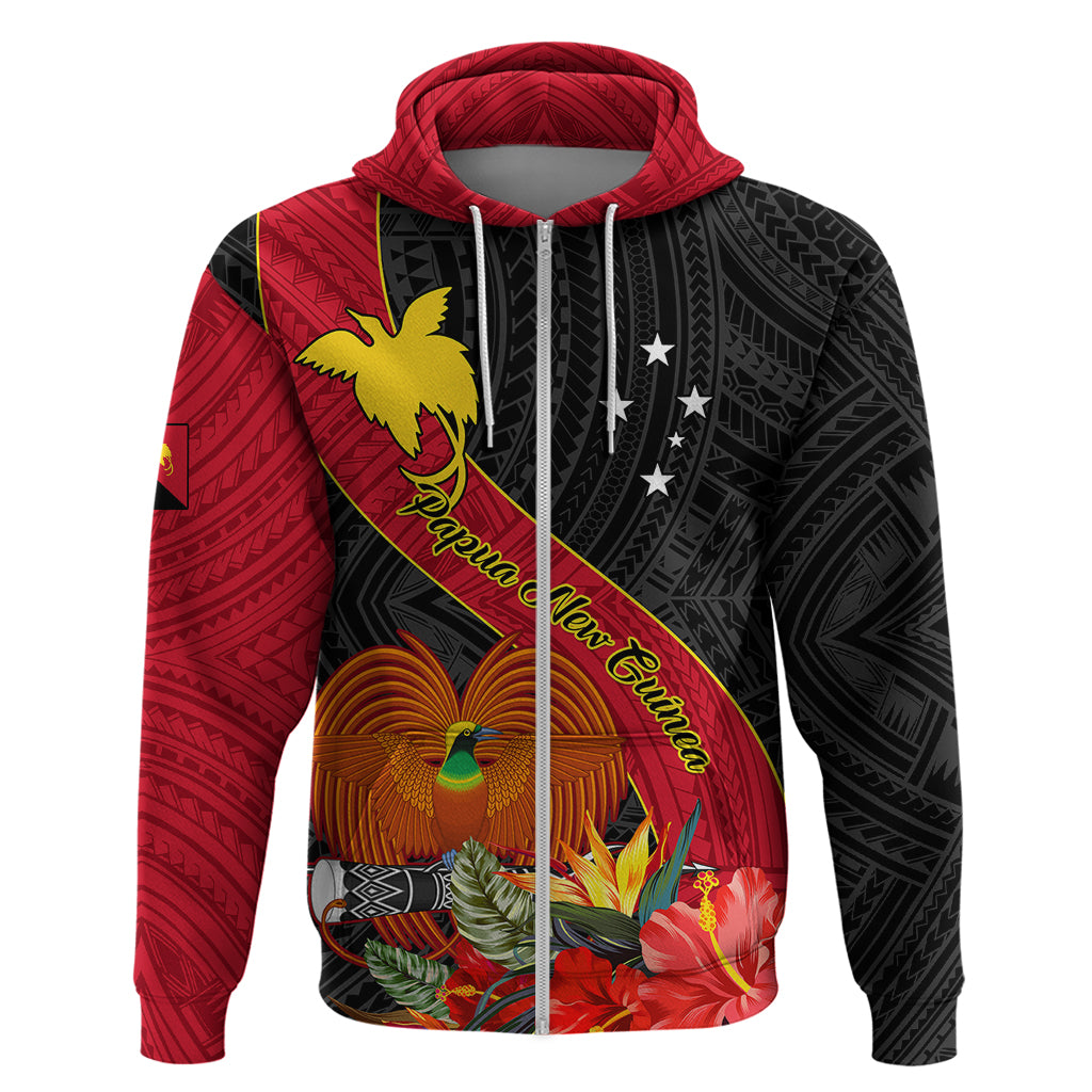 Personalised Papua New Guinea Hoodie Bird Of Paradise With Tropical Flower LT01 - Polynesian Pride