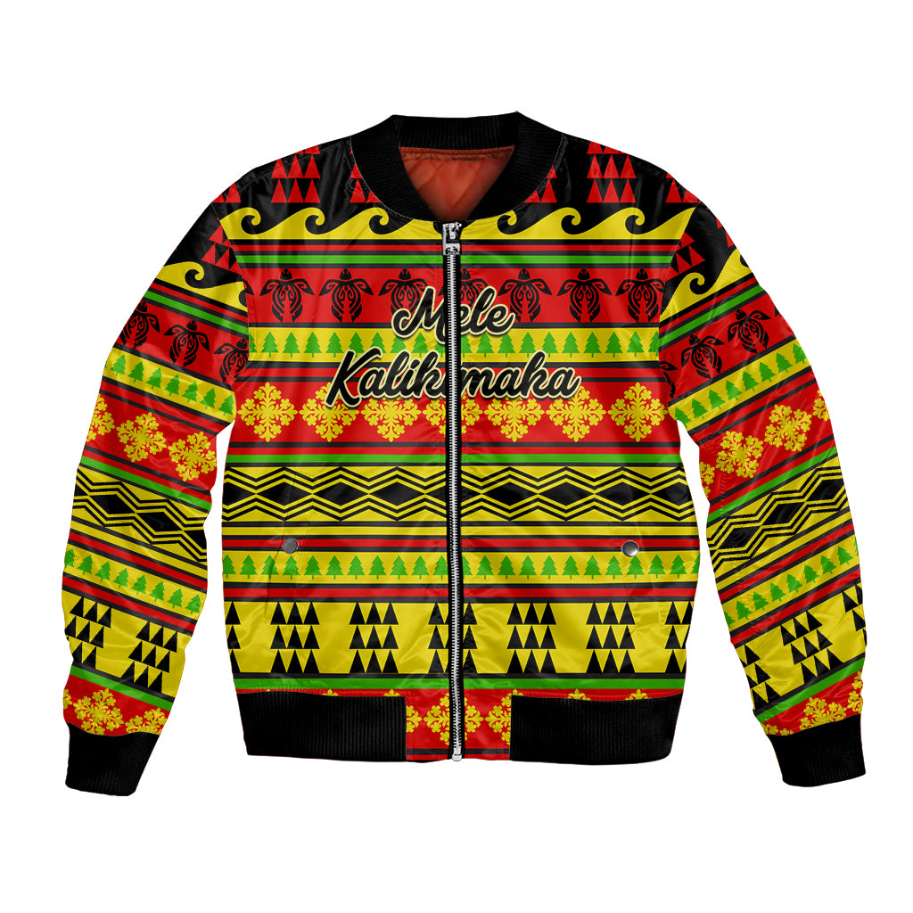 Custom Hawaii Christmas Bomber Jacket Hawaiian Quilt Pattern Reggae Version LT01 Unisex Art - Polynesian Pride