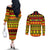 Custom Hawaii Christmas Couples Matching Off The Shoulder Long Sleeve Dress and Long Sleeve Button Shirt Hawaiian Quilt Pattern Reggae Version LT01 - Polynesian Pride