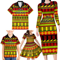 Custom Hawaii Christmas Family Matching Long Sleeve Bodycon Dress and Hawaiian Shirt Hawaiian Quilt Pattern Reggae Version LT01 - Polynesian Pride