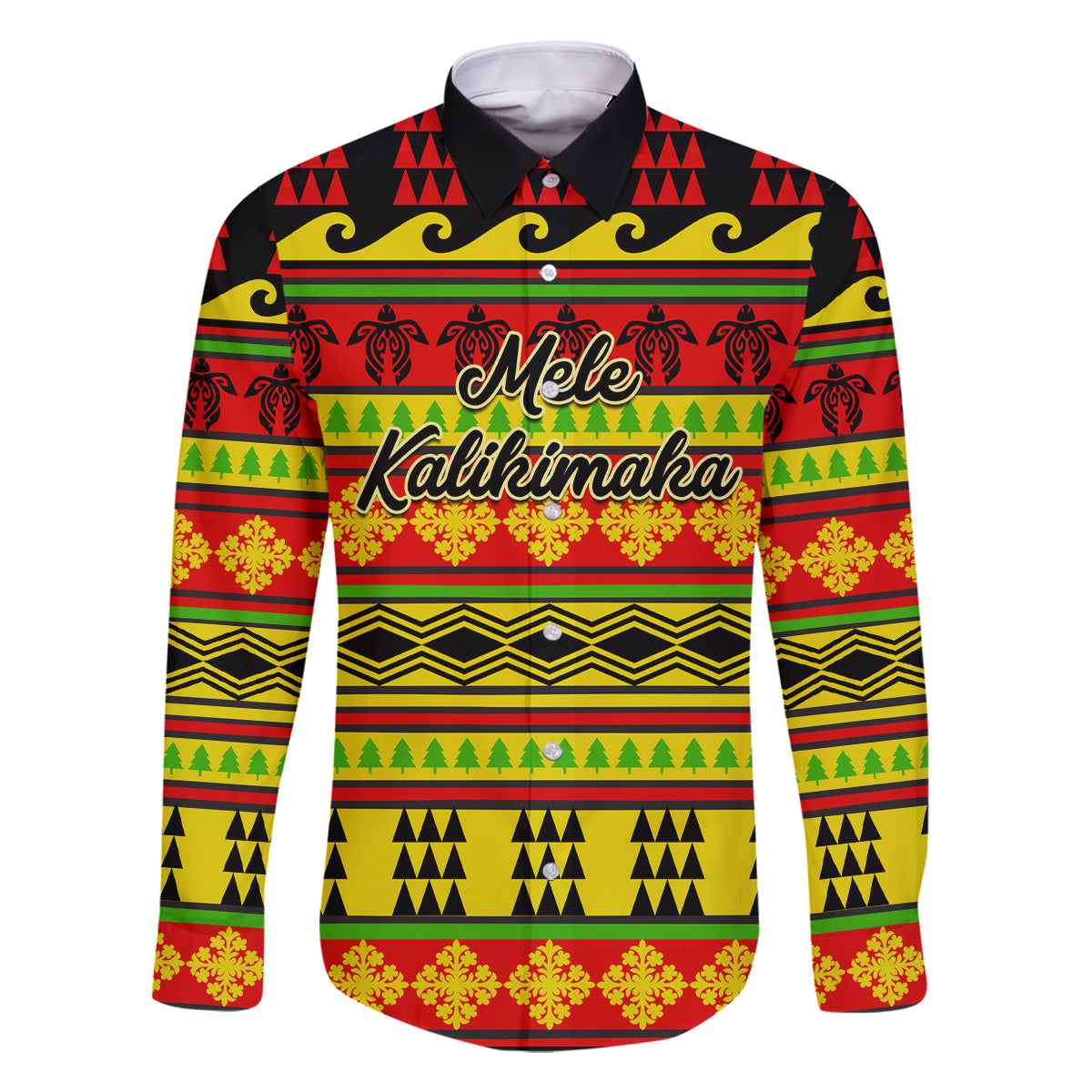 Custom Hawaii Christmas Family Matching Off Shoulder Short Dress and Hawaiian Shirt Hawaiian Quilt Pattern Reggae Version LT01 Dad's Shirt - Long Sleeve Art - Polynesian Pride