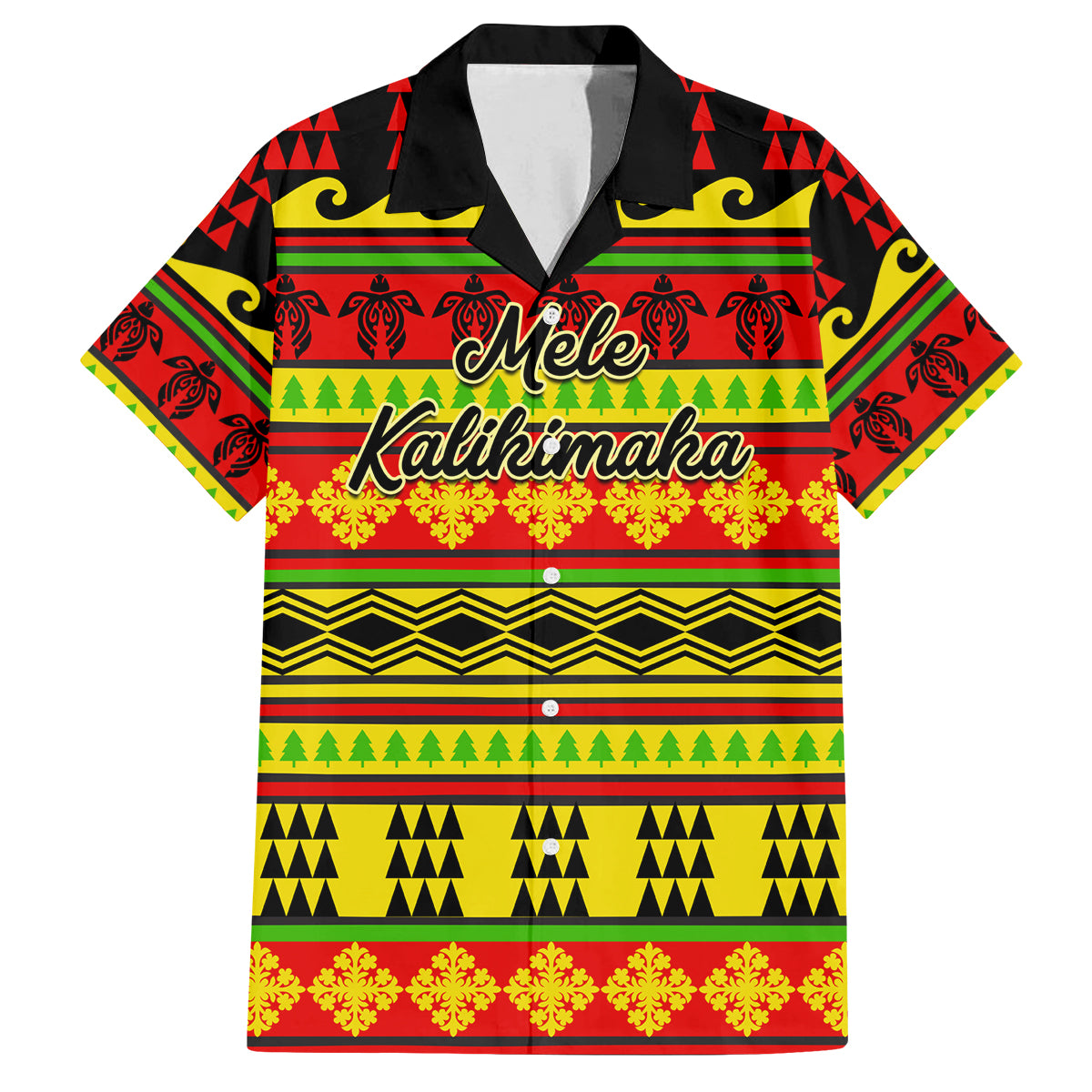 Custom Hawaii Christmas Family Matching Tank Maxi Dress and Hawaiian Shirt Hawaiian Quilt Pattern Reggae Version LT01 Dad's Shirt - Short Sleeve Art - Polynesian Pride