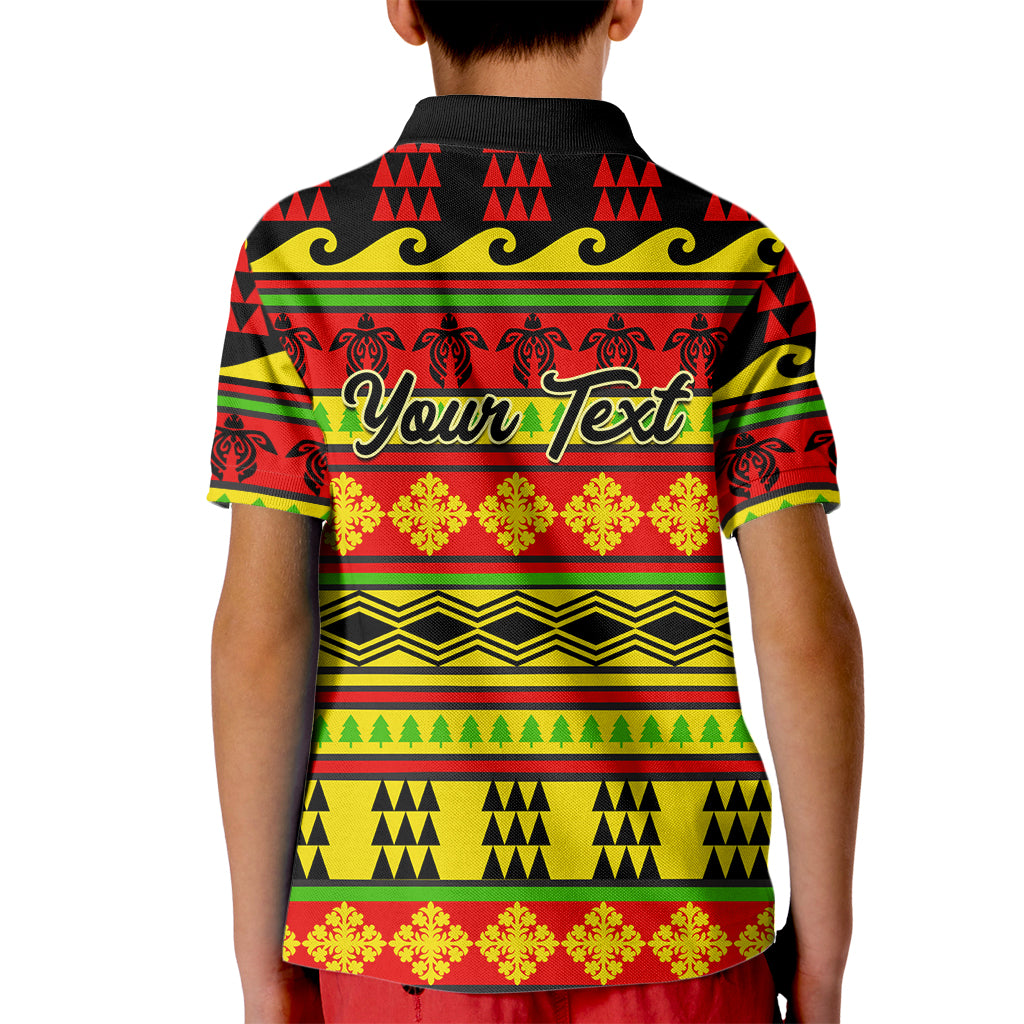 Custom Hawaii Christmas Kid Polo Shirt Hawaiian Quilt Pattern Reggae Version LT01 - Polynesian Pride
