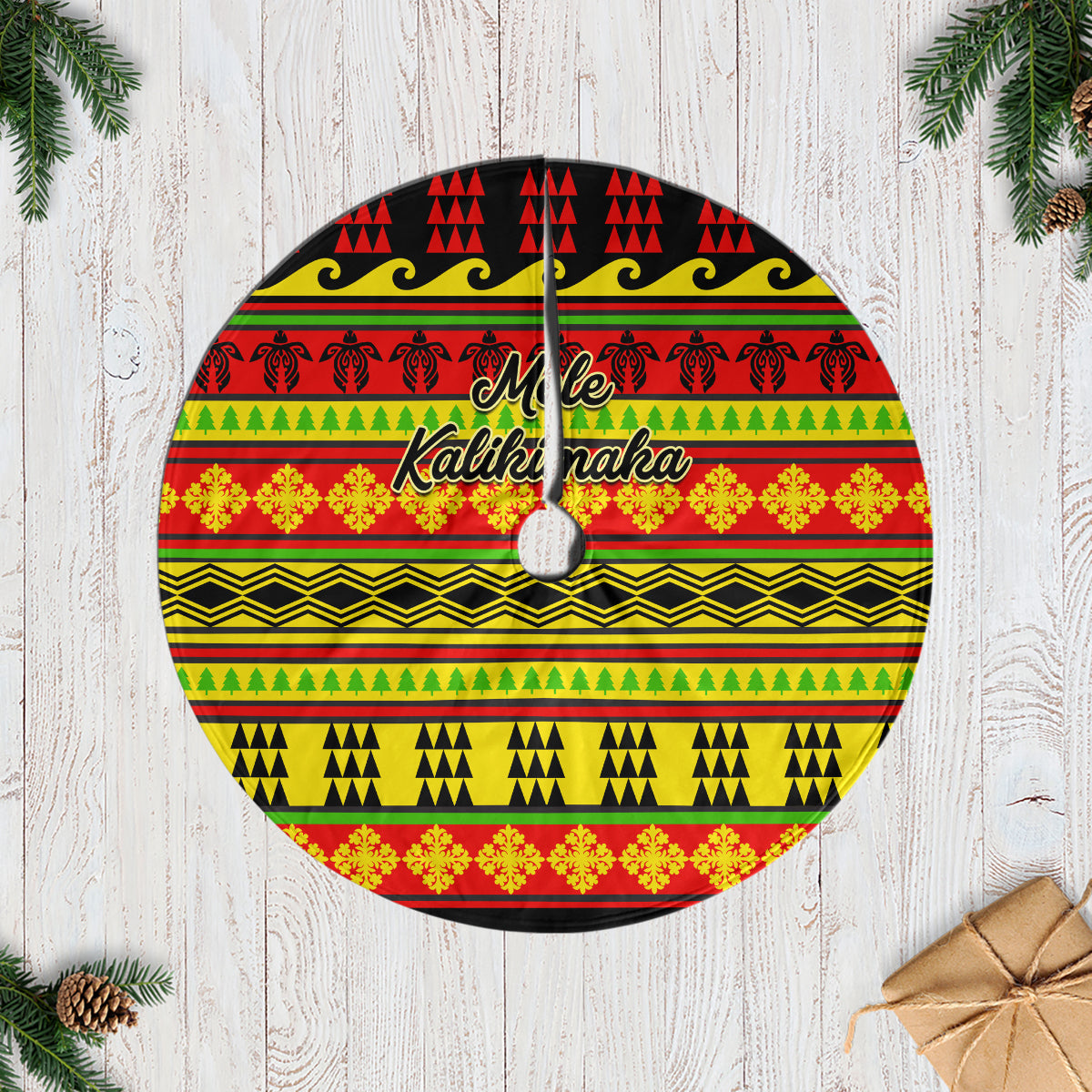 Hawaii Christmas Tree Skirt Hawaiian Quilt Pattern Reggae Version LT01 Casual Tree Skirts Art - Polynesian Pride