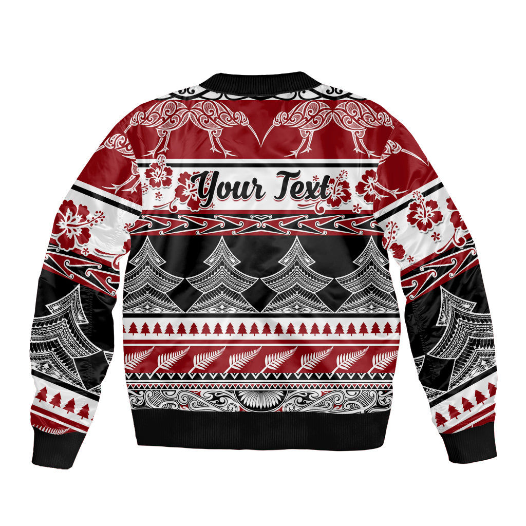 Custom New Zealand Christmas Bomber Jacket Maori Meri Kirihimete Moko LT01 - Polynesian Pride