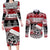 Custom New Zealand Christmas Couples Matching Long Sleeve Bodycon Dress and Long Sleeve Button Shirt Maori Meri Kirihimete Moko LT01 Red - Polynesian Pride