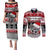 Custom New Zealand Christmas Couples Matching Puletasi Dress and Long Sleeve Button Shirt Maori Meri Kirihimete Moko LT01 Red - Polynesian Pride