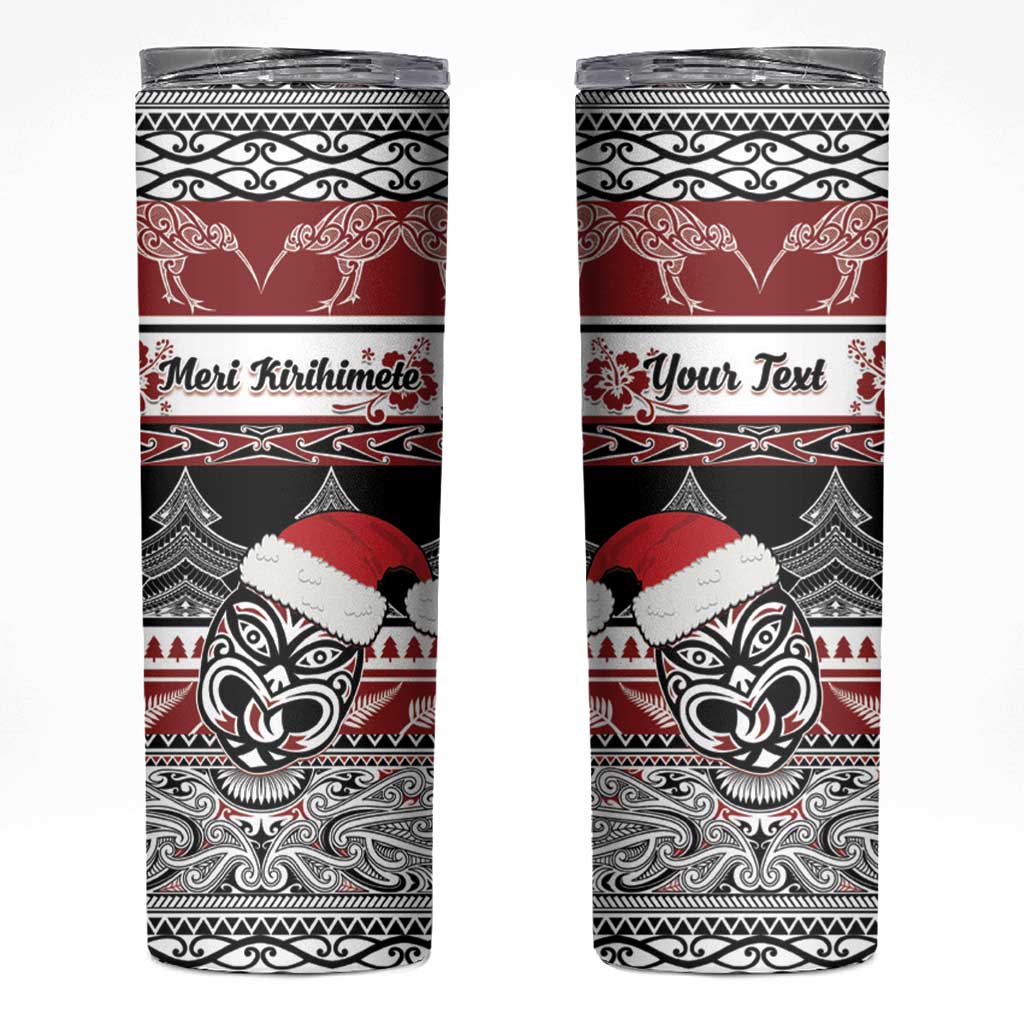 Custom New Zealand Christmas Skinny Tumbler Maori Meri Kirihimete Moko