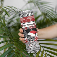 Custom New Zealand Christmas Skinny Tumbler Maori Meri Kirihimete Moko