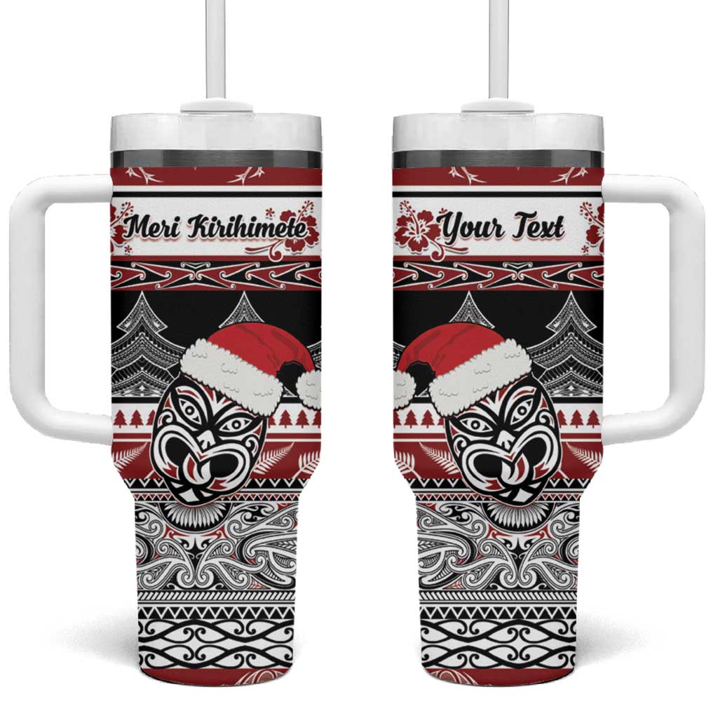 Custom New Zealand Christmas Tumbler With Handle Maori Meri Kirihimete Moko