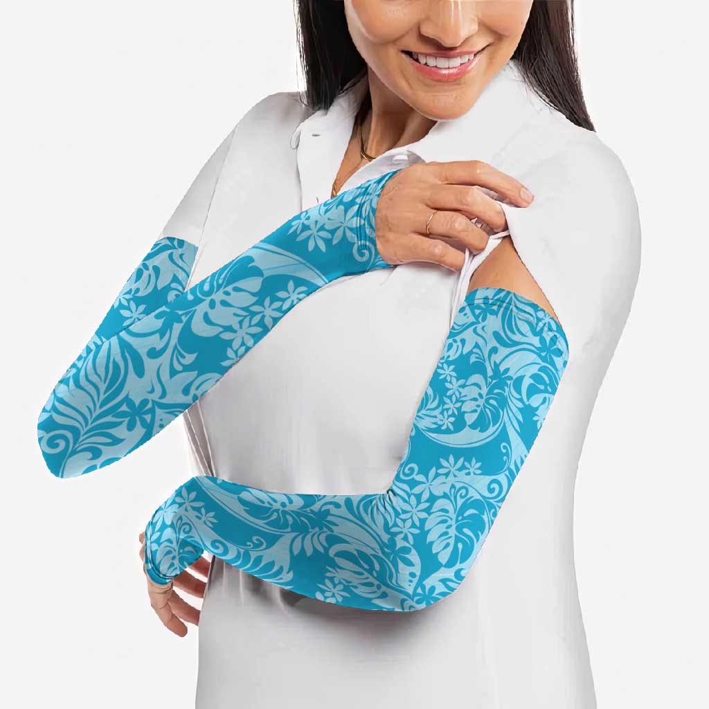 Tahiti Ninamu Tiare Floral Arm Sleeves Monstera Palm Tropical Leaves LT01 - Polynesian Pride