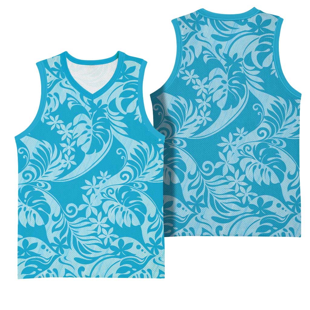 Tahiti Ninamu Tiare Floral Basketball Jersey Monstera Palm Tropical Leaves LT01 - Polynesian Pride