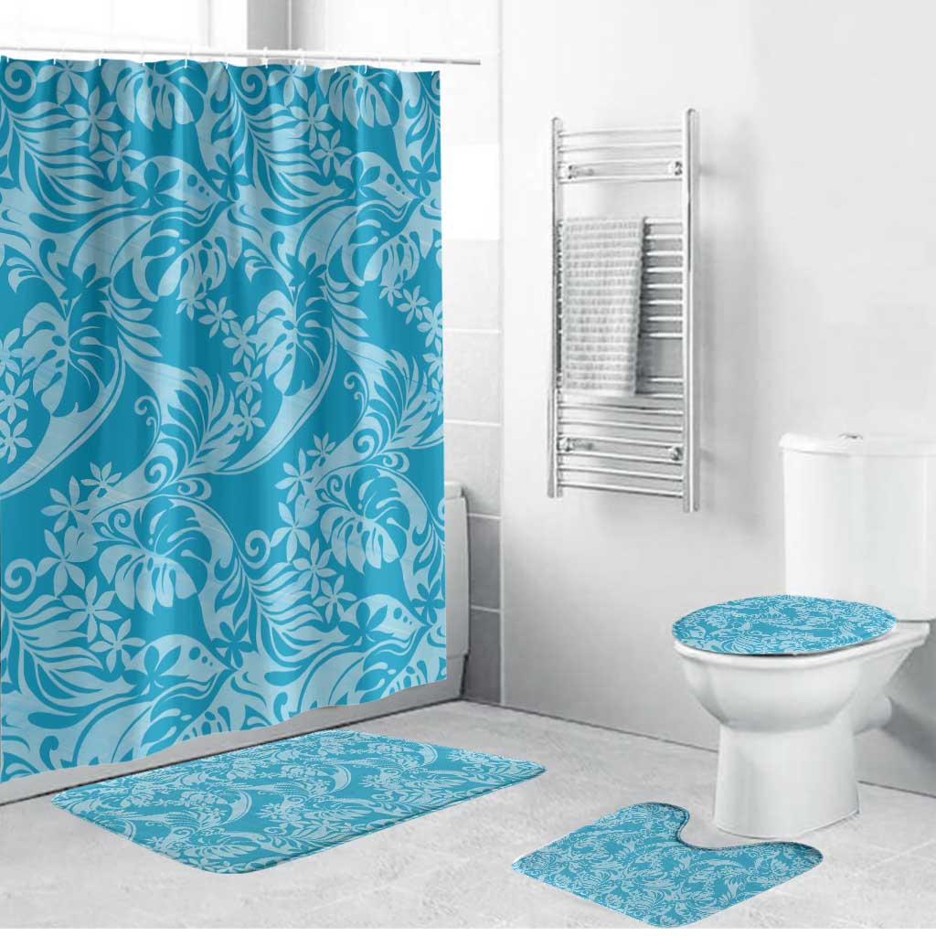 Tahiti Ninamu Tiare Floral Bathroom Set Monstera Palm Tropical Leaves - Polynesian Pride