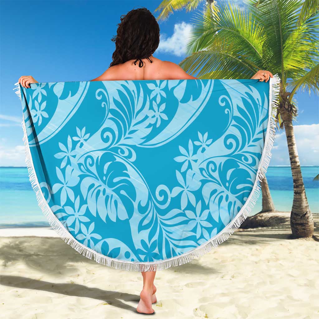 Tahiti Ninamu Tiare Floral Beach Blanket Monstera Palm Tropical Leaves LT01 - Polynesian Pride