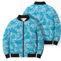 Tahiti Ninamu Tiare Floral Bomber Puffer Jacket Monstera Palm Tropical Leaves LT01 - Polynesian Pride