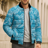 Tahiti Ninamu Tiare Floral Bomber Puffer Jacket Monstera Palm Tropical Leaves LT01 - Polynesian Pride