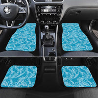 Tahiti Ninamu Tiare Floral Car Mats Monstera Palm Tropical Leaves LT01 Set 4pcs Blue - Polynesian Pride
