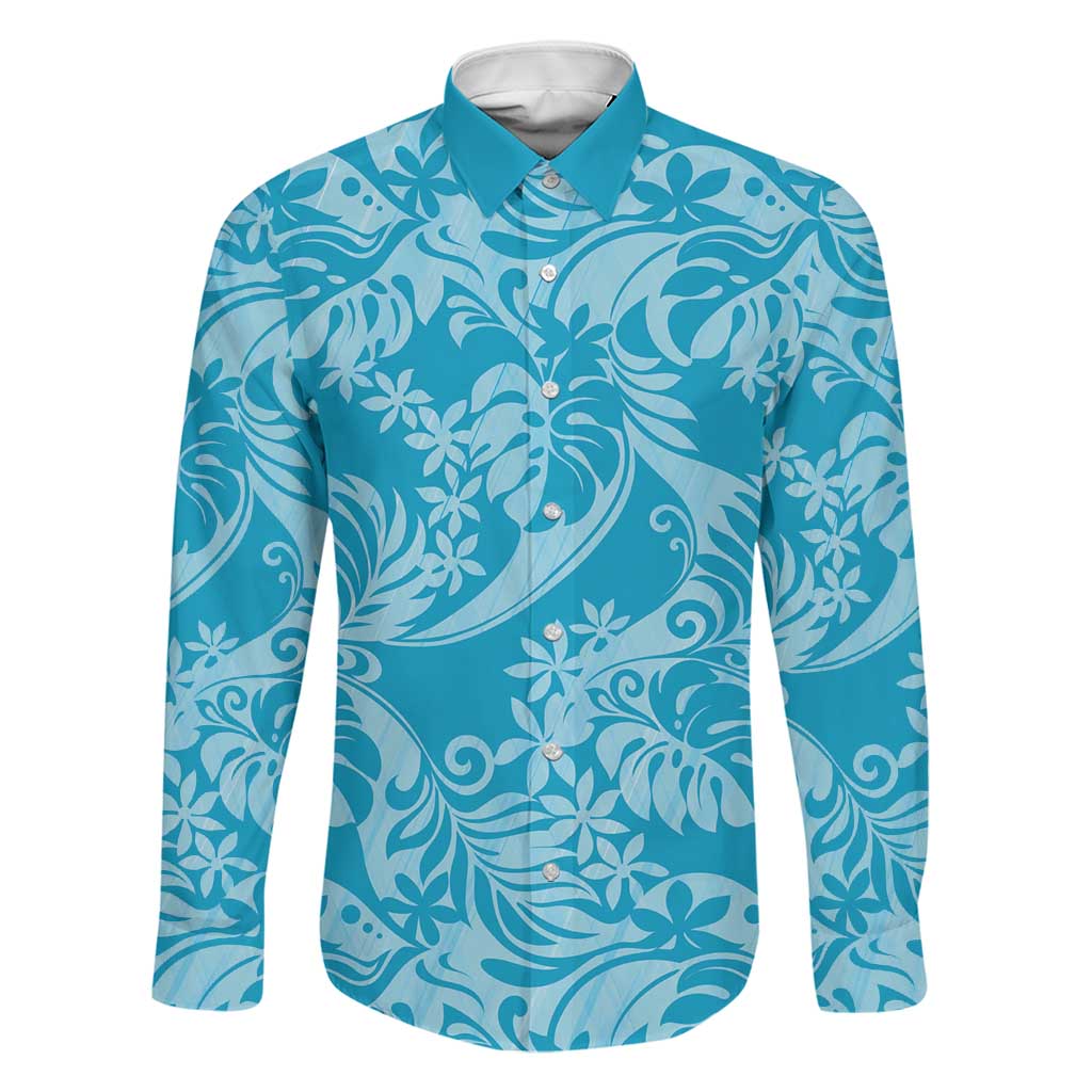 Tahiti Ninamu Tiare Floral Family Matching Puletasi and Hawaiian Shirt Monstera Palm Tropical Leaves - Polynesian Pride