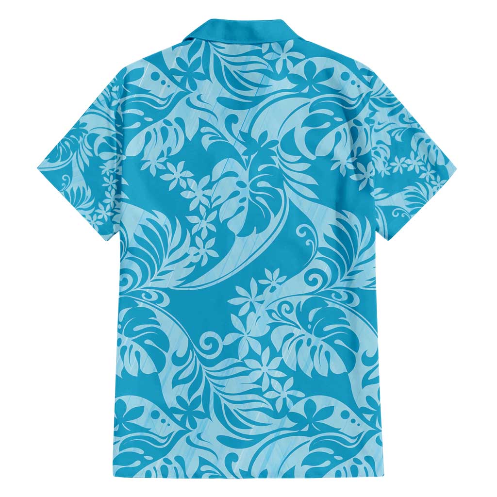 Tahiti Ninamu Tiare Floral Family Matching Short Sleeve Bodycon Dress and Hawaiian Shirt Monstera Palm Tropical Leaves - Polynesian Pride