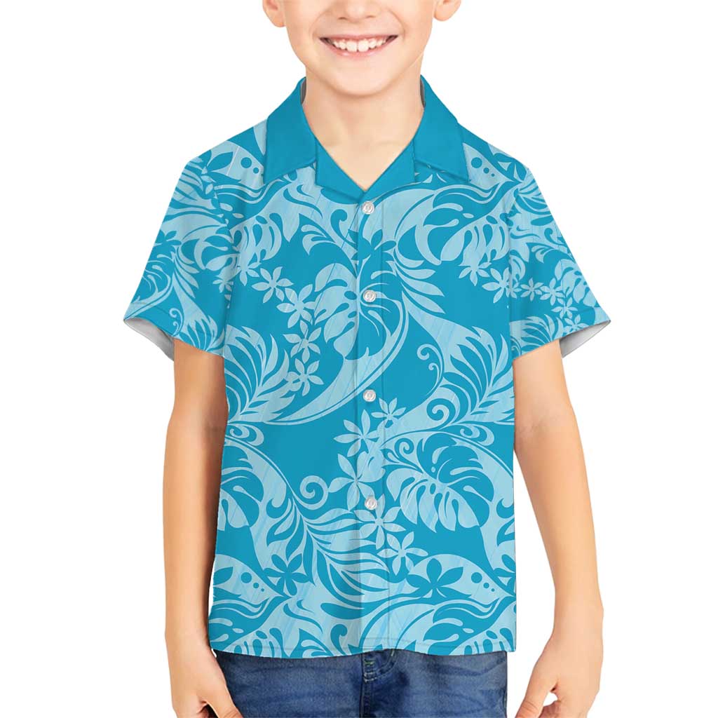 Tahiti Ninamu Tiare Floral Family Matching Tank Maxi Dress and Hawaiian Shirt Monstera Palm Tropical Leaves - Polynesian Pride