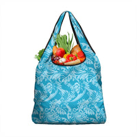 Tahiti Ninamu Tiare Floral Grocery Bag Monstera Palm Tropical Leaves LT01 1-pack One Size Blue - Polynesian Pride