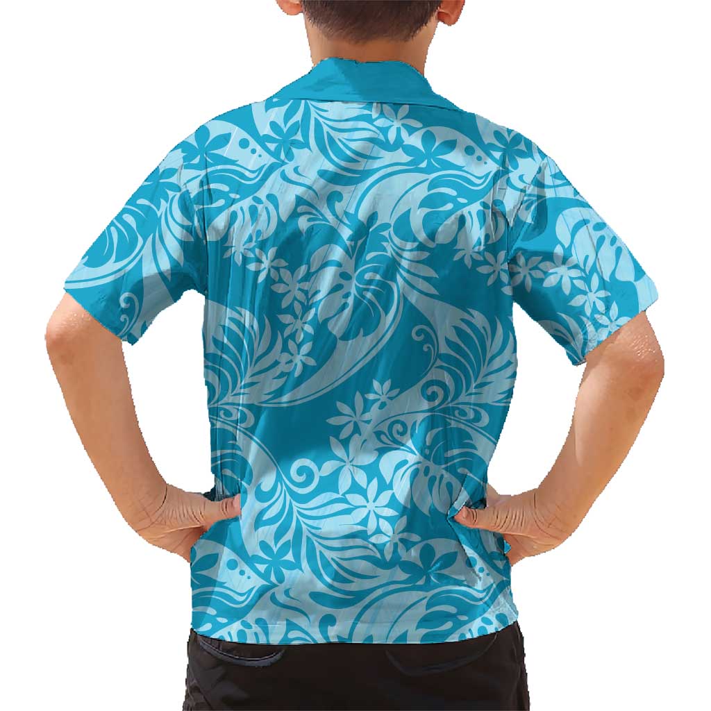 Tahiti Ninamu Tiare Floral Kid Hawaiian Shirt Monstera Palm Tropical Leaves LT01 - Polynesian Pride