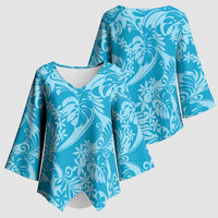 Tahiti Ninamu Tiare Floral Kimono Sleeve Blouse Monstera Palm Tropical Leaves LT01 - Polynesian Pride
