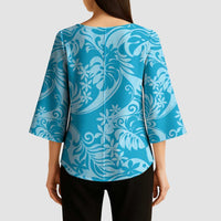 Tahiti Ninamu Tiare Floral Kimono Sleeve Blouse Monstera Palm Tropical Leaves LT01 - Polynesian Pride