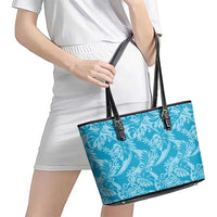Tahiti Ninamu Tiare Floral Leather Tote Bag Monstera Palm Tropical Leaves LT01 - Polynesian Pride
