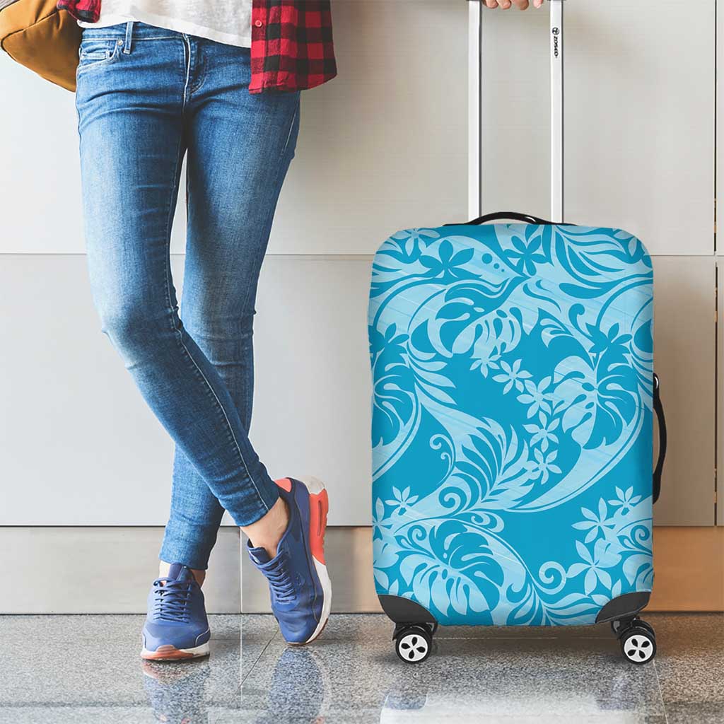 Tahiti Ninamu Tiare Floral Luggage Cover Monstera Palm Tropical Leaves LT01 - Polynesian Pride