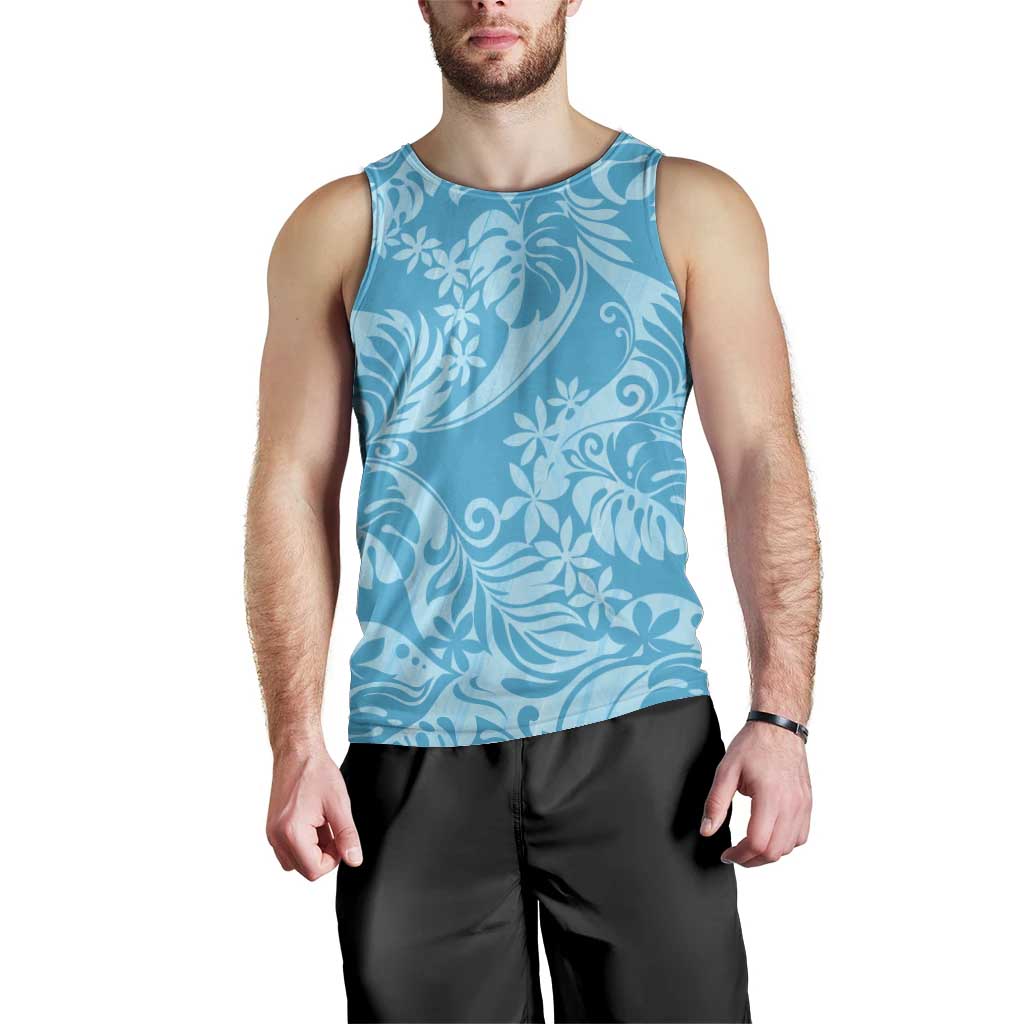 Tahiti Ninamu Tiare Floral Men Tank Top Monstera Palm Tropical Leaves LT01 - Polynesian Pride