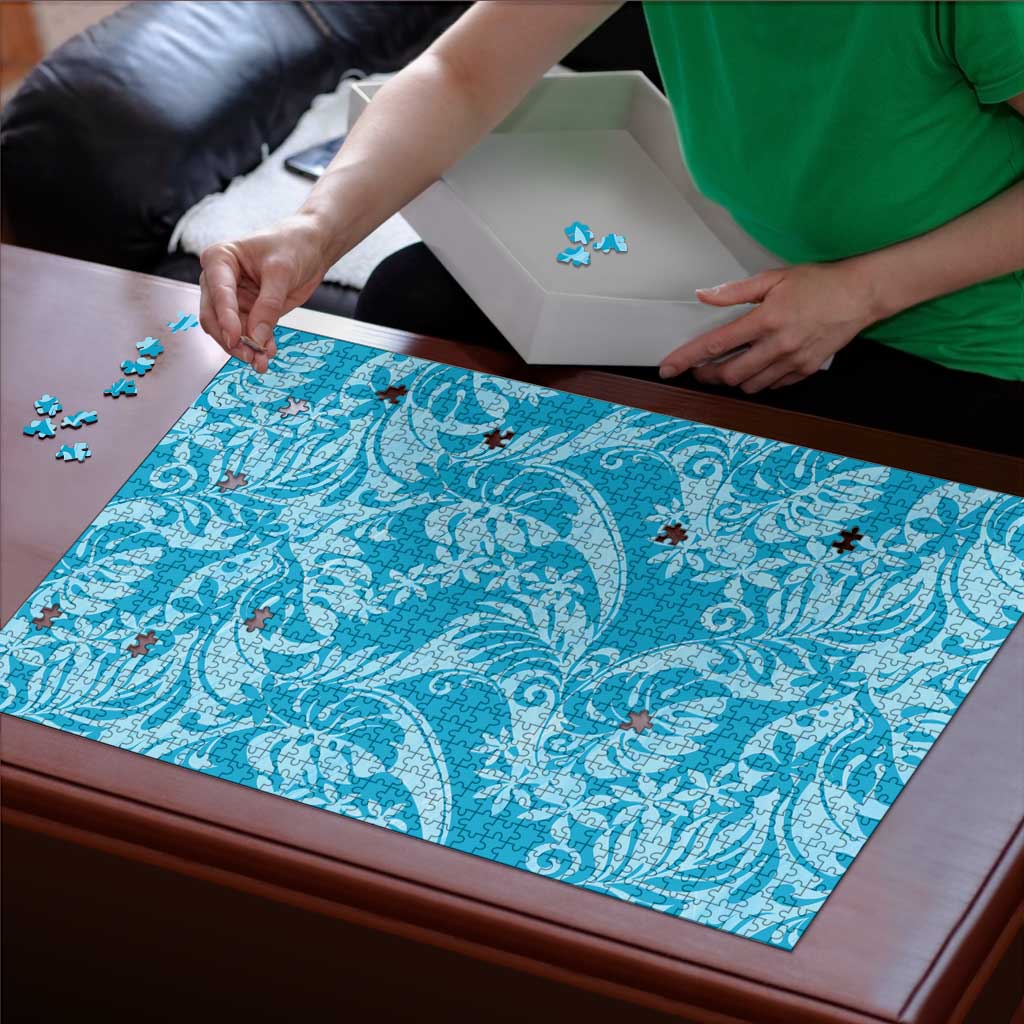 Tahiti Ninamu Tiare Floral Puzzle Monstera Palm Tropical Leaves LT01 - Polynesian Pride