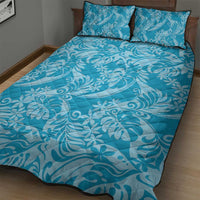 Tahiti Ninamu Tiare Floral Quilt Bed Set Monstera Palm Tropical Leaves LT01 - Polynesian Pride