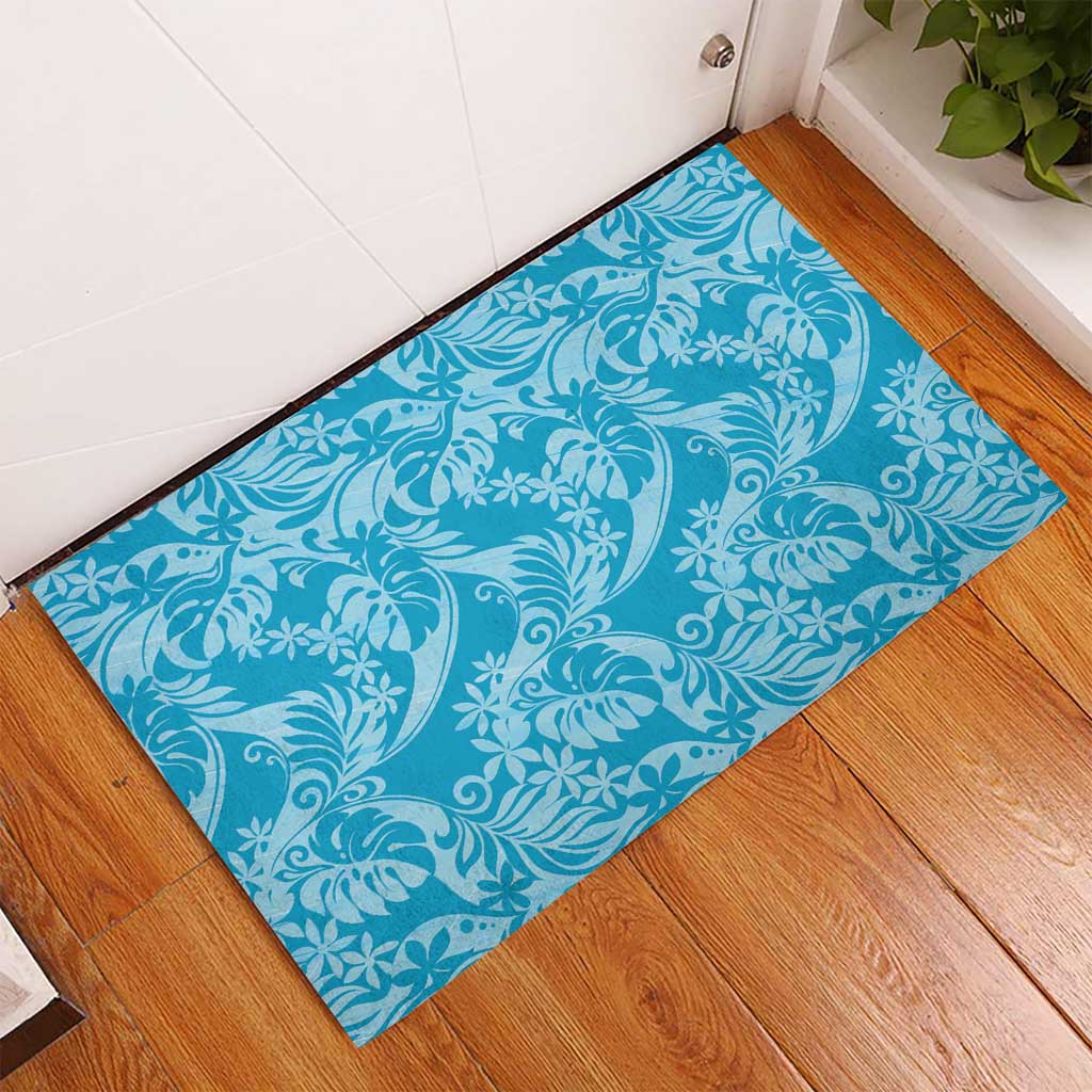 Tahiti Ninamu Tiare Floral Rubber Doormat Monstera Palm Tropical Leaves LT01 - Polynesian Pride