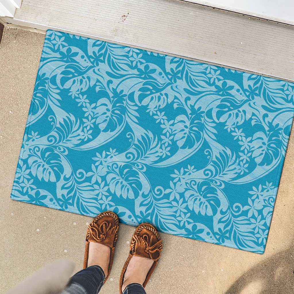 Tahiti Ninamu Tiare Floral Rubber Doormat Monstera Palm Tropical Leaves LT01 - Polynesian Pride