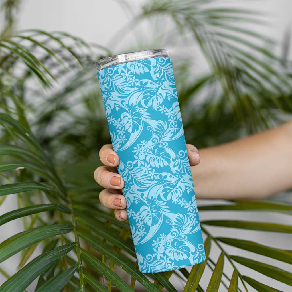 Tahiti Ninamu Tiare Floral Skinny Tumbler Monstera Palm Tropical Leaves - Polynesian Pride