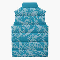 Tahiti Ninamu Tiare Floral Sleeveless Puffer Jacket Monstera Palm Tropical Leaves LT01 - Polynesian Pride