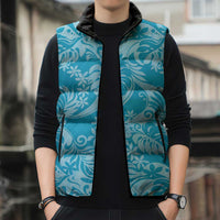 Tahiti Ninamu Tiare Floral Sleeveless Puffer Jacket Monstera Palm Tropical Leaves LT01 - Polynesian Pride
