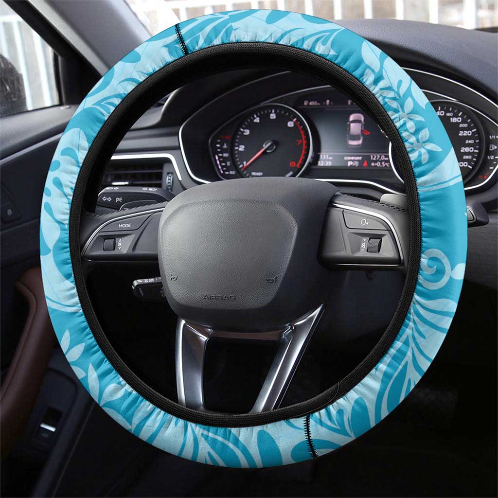 Tahiti Ninamu Tiare Floral Steering Wheel Cover Monstera Palm Tropical Leaves LT01 - Polynesian Pride