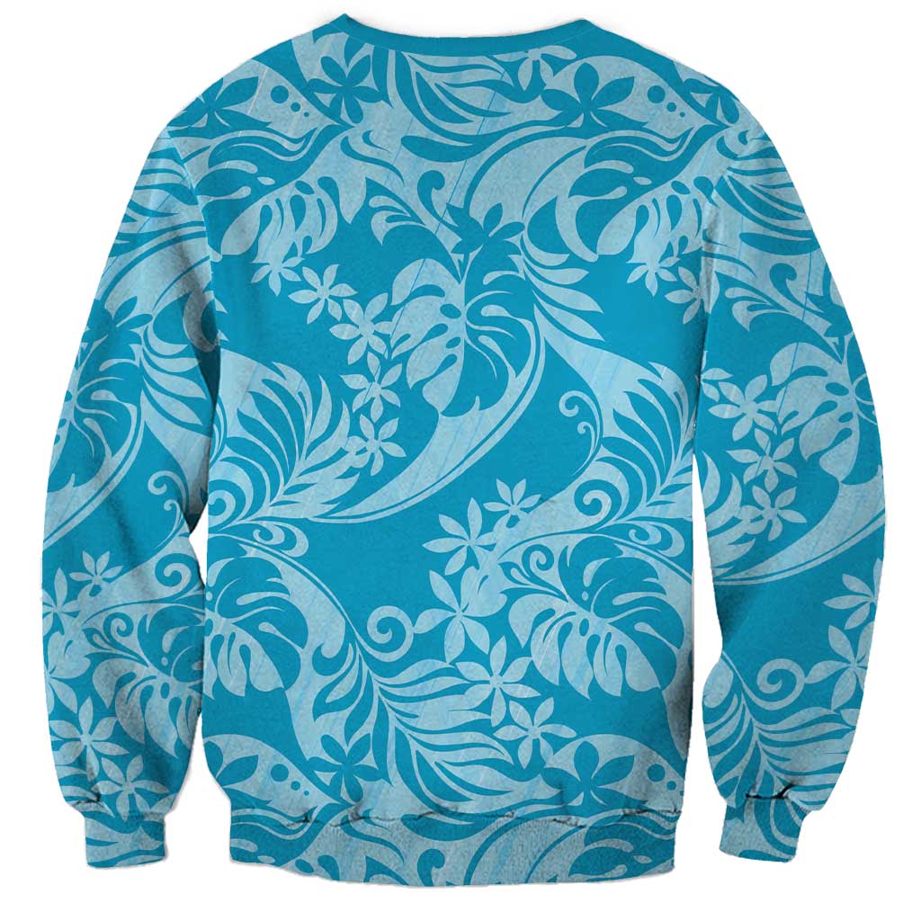 Tahiti Ninamu Tiare Floral Sweatshirt Monstera Palm Tropical Leaves LT01 - Polynesian Pride