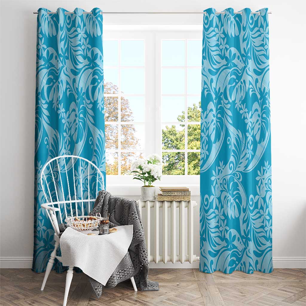 Tahiti Ninamu Tiare Floral Window Curtain Monstera Palm Tropical Leaves - Polynesian Pride