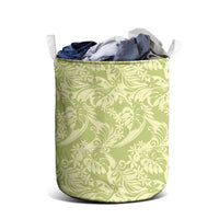Tahiti Olive Tiare Floral Laundry Basket Monstera Palm Tropical Leaves LT01 - Polynesian Pride