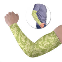 Tahiti Olive Tiare Floral Arm Sleeves Monstera Palm Tropical Leaves LT01 Set of 2 Olive - Polynesian Pride