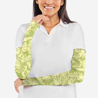 Tahiti Olive Tiare Floral Arm Sleeves Monstera Palm Tropical Leaves LT01 - Polynesian Pride