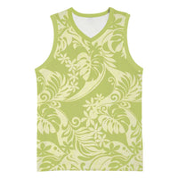 Tahiti Olive Tiare Floral Basketball Jersey Monstera Palm Tropical Leaves LT01 Unisex Olive - Polynesian Pride