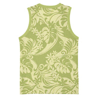 Tahiti Olive Tiare Floral Basketball Jersey Monstera Palm Tropical Leaves LT01 - Polynesian Pride