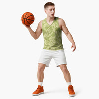 Tahiti Olive Tiare Floral Basketball Jersey Monstera Palm Tropical Leaves LT01 - Polynesian Pride